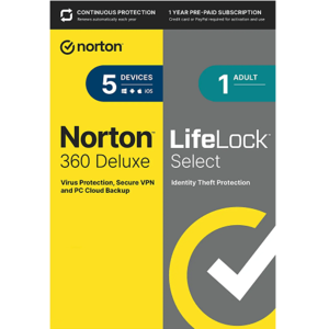 Norton 360 Deluxe with LifeLock Select – 1-Year / 5-Device
